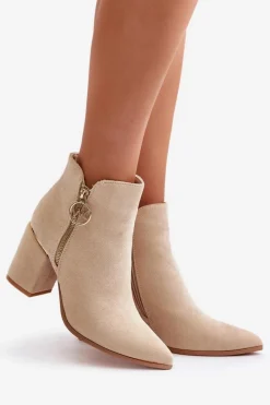 Brązowe I Beżowe Botki|Botki Na Obcasie><noscript><img width=