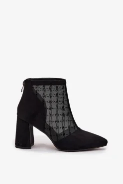 Clearance D&A Botki Damskie Na Słupku Z Siateczką LZ52-944 Czarne