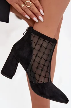 Clearance D&A Botki Damskie Na Słupku Z Siateczką LZ52-944 Czarne