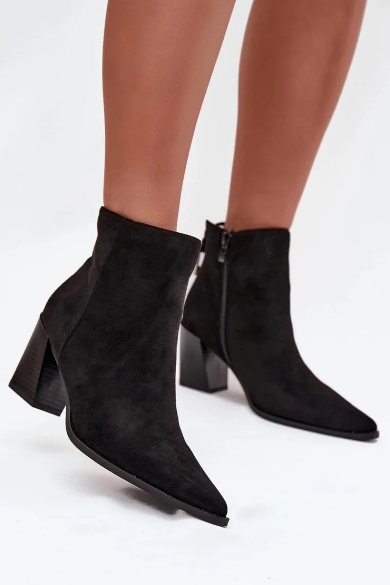 Online Boto Botki Damskie Na Słupku Z Wiązaniem Czarne Halisse Czarny