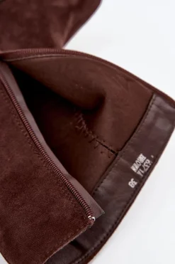 Best Boto Botki Damskie Na Słupku Z Eko Zamszu Czekoladowe Inessa Brązowy