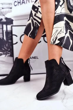 Buty damskie Vinceza Botki Damskie Na Słupku Zamszowe Czarne Mimosa