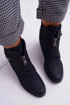 Discount Buty damskie Vinceza Botki Damskie Na Słupku Zamszowe Czarne Brave