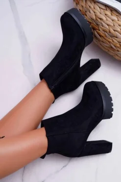 Discount Boto Botki Damskie na Słupku Zamszowe Czarne Jokano