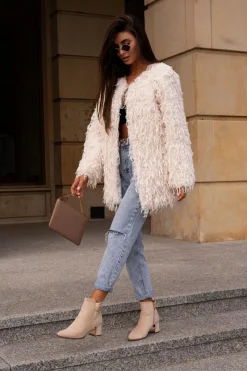 Boto Botki Damskie Na Słupku Zapinane Na Zamek Eko Zamszowe Jasnobeżowe Bonucci