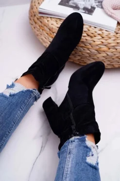 Discount Boto Botki Damskie Na Słupku Zamszowe Czarne Greybond