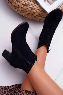 Online Boto Botki Damskie Na Słupku Zamszowe Czarne Westema