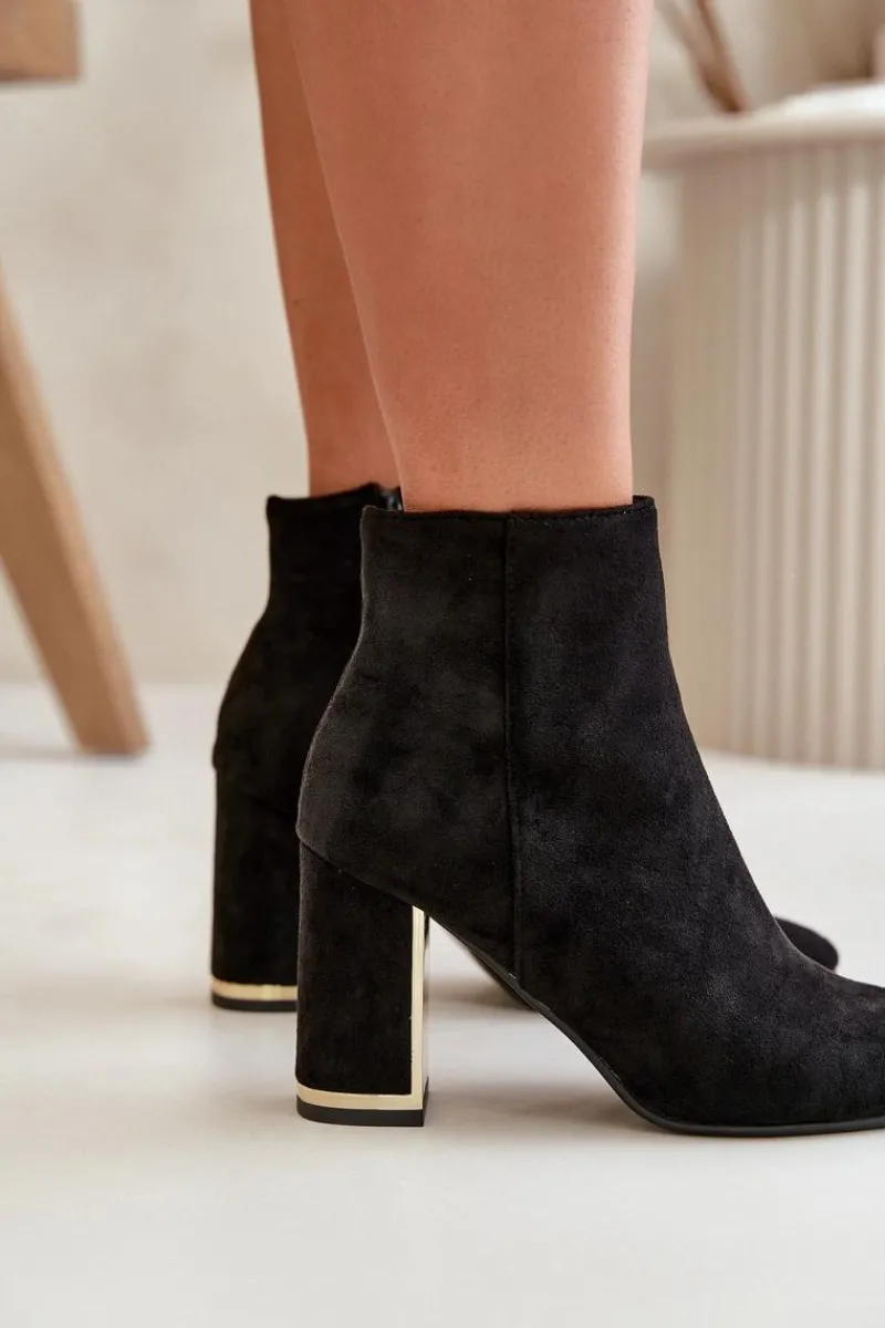 Best Botki Damskie Na Słupku Zapinane Na Zamek Ocieplane Eko Zamszowe Czarne Mevair Damskie Botki Na Słupku|Botki Na Obcasie