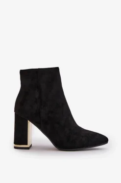 Best Botki Damskie Na Słupku Zapinane Na Zamek Ocieplane Eko Zamszowe Czarne Mevair Damskie Botki Na Słupku|Botki Na Obcasie