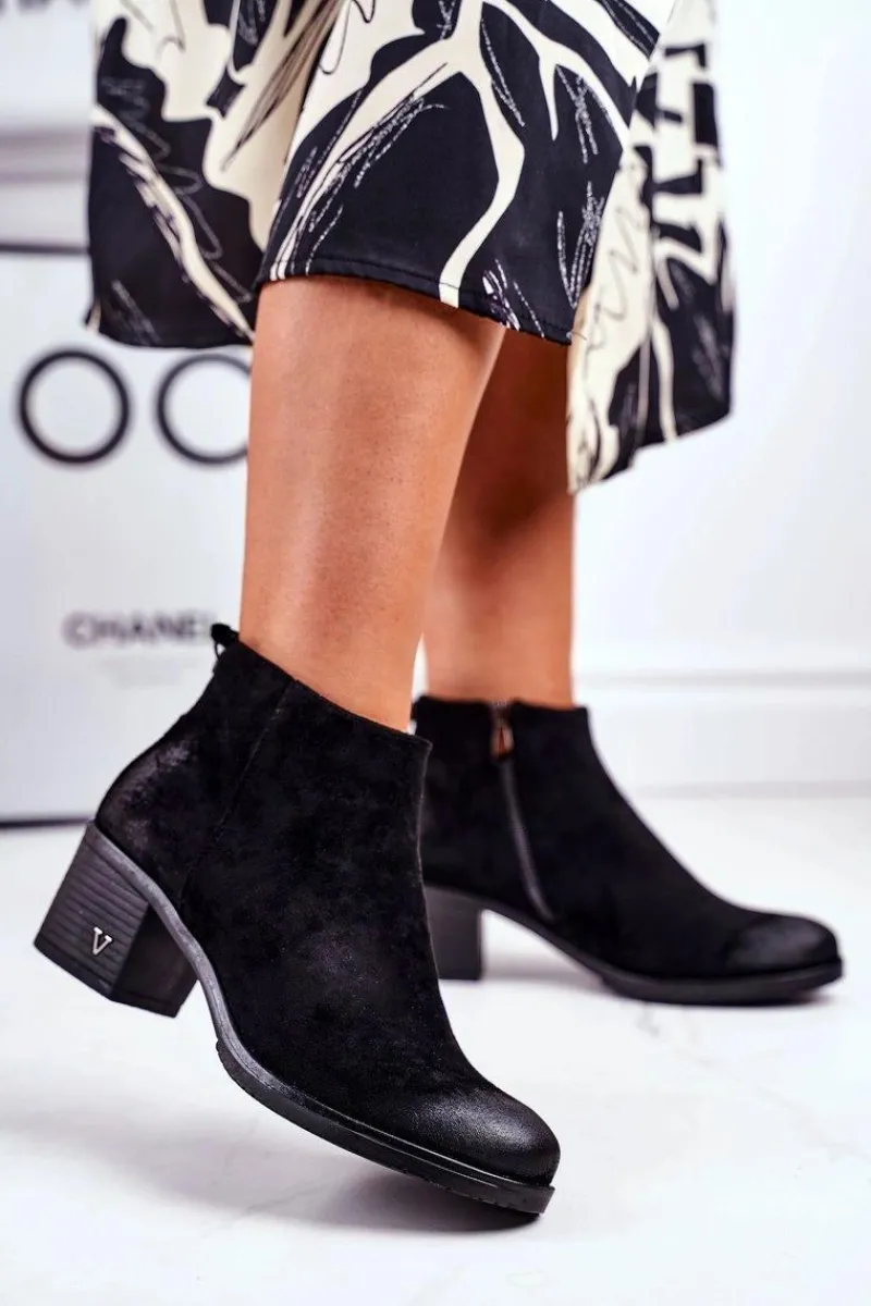 Botki Na Słupku|Czarne Botki>Buty damskie Vinceza Botki Damskie Na Słupku Zamszowe Czarne Volares