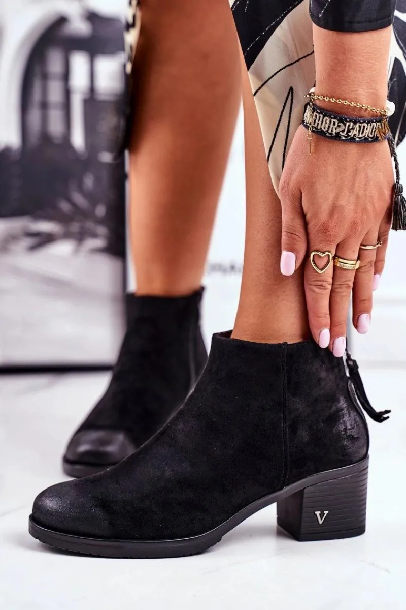 Botki Na Słupku|Czarne Botki>Buty damskie Vinceza Botki Damskie Na Słupku Zamszowe Czarne Volares