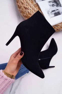 Botki Na Obcasie|Botki Zamszowe>Boto Botki Damskie Na Szpilce Zamszowe Famaq