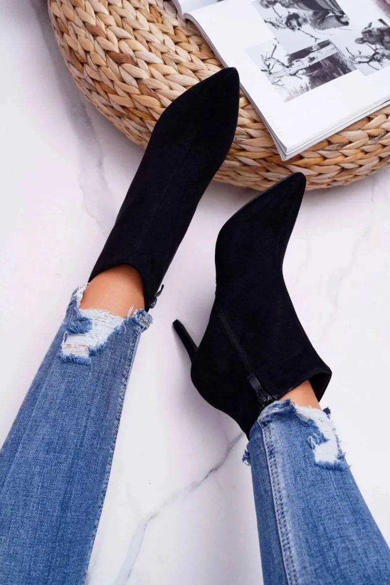 Botki Na Obcasie|Botki Zamszowe>Boto Botki Damskie Na Szpilce Zamszowe Famaq