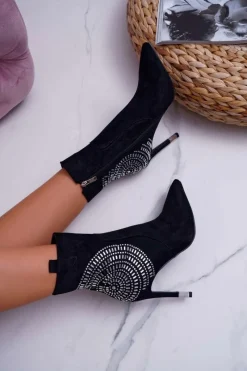 Online Boto Botki Damskie Na Szpilce Czarne Fashionable