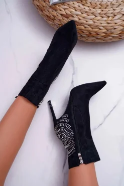 Online Boto Botki Damskie Na Szpilce Czarne Fashionable