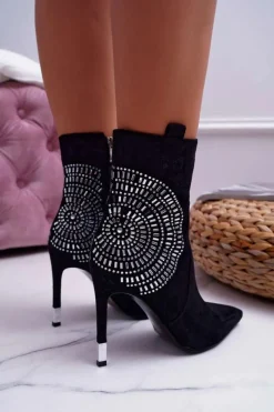 Online Boto Botki Damskie Na Szpilce Czarne Fashionable