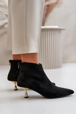 New Botki Damskie Na Szpilce Eko Zamszowe Czarne Terlena Damskie Botki Na Obcasie|Botki Zamszowe