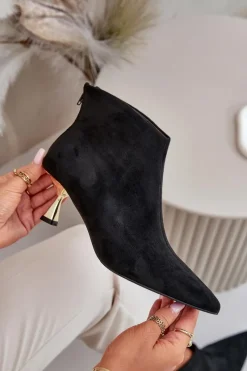 New Botki Damskie Na Szpilce Eko Zamszowe Czarne Terlena Damskie Botki Na Obcasie|Botki Zamszowe