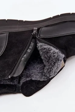 Outlet Botki Damskie Na Zamek Ocieplane Futerkiem Czarne Breena Damskie Botki Ocieplane|Botki Zimowe Damskie