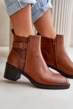 Brązowe I Beżowe Botki|Botki Na Obcasie><noscript><img width=