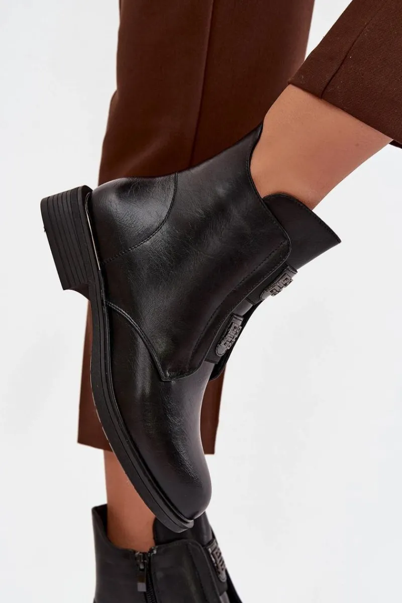 Online Evento Botki Damskie Ocieplane Na Niskim Obcasie Z Ozdobami Czarne Tavressa Czarny