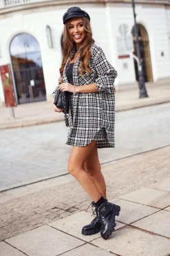 Discount Boto Botki Damskie Ocieplane Na Platformie z Nerką Czarne Tension