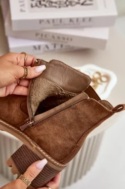 Botki Ocieplane|Brązowe I Beżowe Botki><noscript><img width=