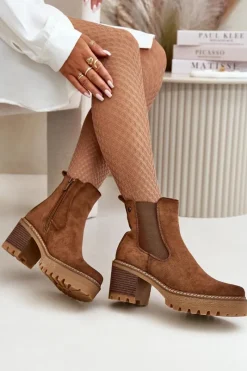 Botki Ocieplane|Brązowe I Beżowe Botki><noscript><img width=