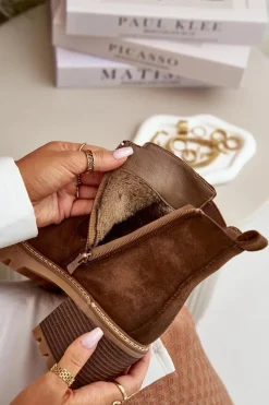 Botki Ocieplane|Brązowe I Beżowe Botki><noscript><img width=