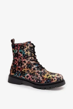 Best Botki Damskie Ocieplane W Kwiaty 57C1050 Multikolor Damskie Botki Ocieplane|Damskie Trapery