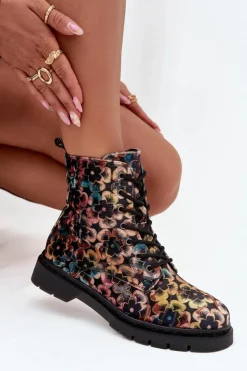 Best Botki Damskie Ocieplane W Kwiaty 57C1050 Multikolor Damskie Botki Ocieplane|Damskie Trapery