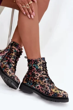 Best Botki Damskie Ocieplane W Kwiaty 57C1050 Multikolor Damskie Botki Ocieplane|Damskie Trapery