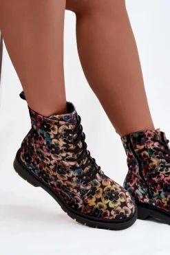 Best Botki Damskie Ocieplane W Kwiaty 57C1050 Multikolor Damskie Botki Ocieplane|Damskie Trapery