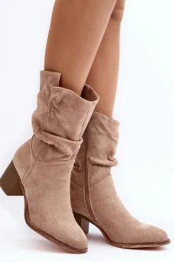 Brązowe I Beżowe Botki|Botki Na Obcasie><noscript><img width=