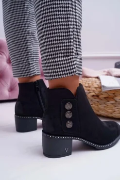 Hot Buty damskie Vinceza Botki Damskie Płaski Obcas Czarne Tristram