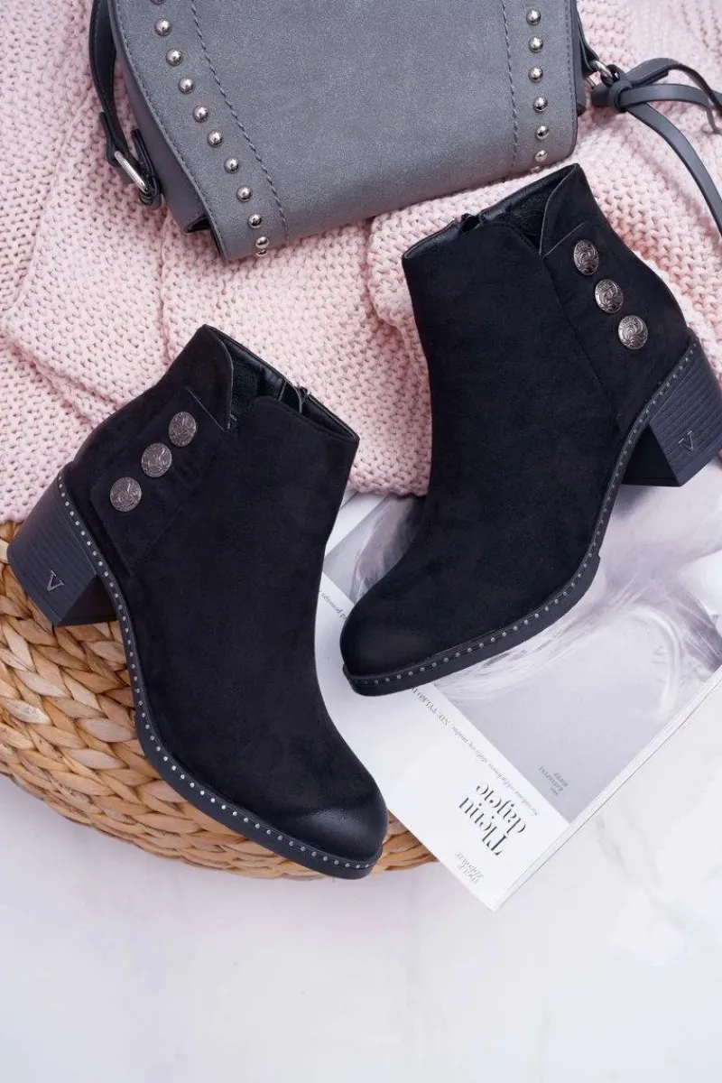 Hot Buty damskie Vinceza Botki Damskie Płaski Obcas Czarne Tristram