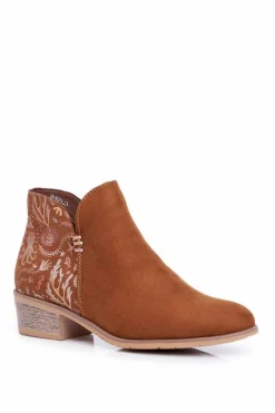 Discount Boto Botki Damskie Płaski Obcas Wiosenne Camel Elizabeth