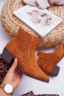 Brązowe I Beżowe Botki|Botki Zamszowe><noscript><img width=