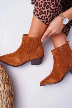 Brązowe I Beżowe Botki|Botki Zamszowe><noscript><img width=