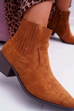 Brązowe I Beżowe Botki|Botki Zamszowe><noscript><img width=