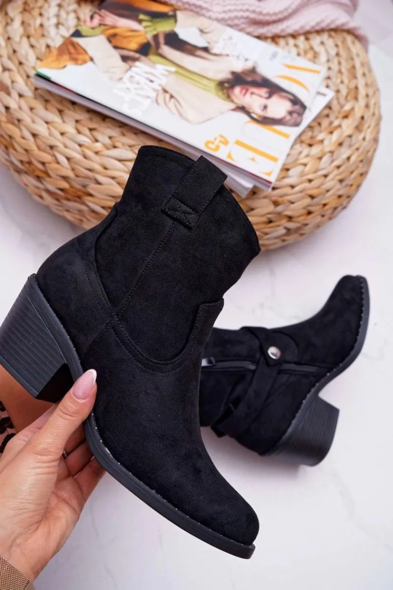 New Botki Damskie Płaski Obcas Czarne Arraso Damskie Botki Na Słupku|Botki Na Obcasie