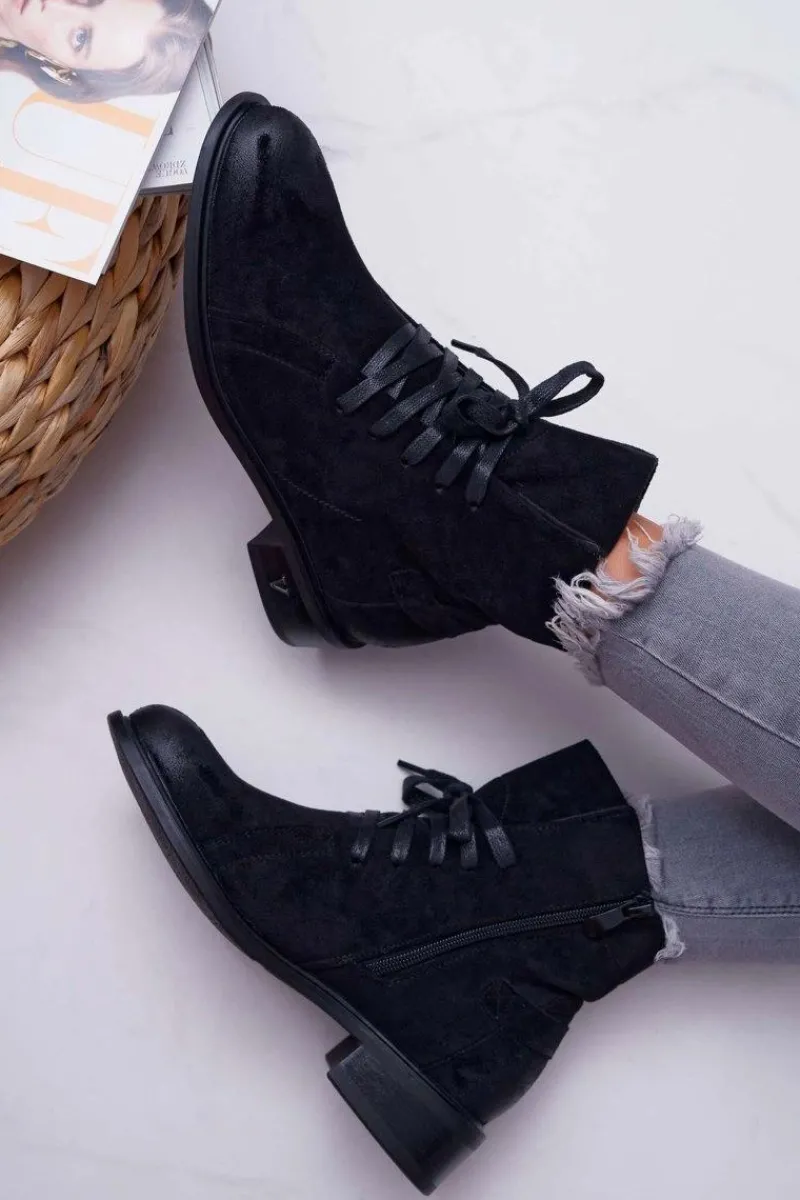 Online Buty damskie Vinceza Botki Damskie Płaski Obcas Workery Czarne Teref