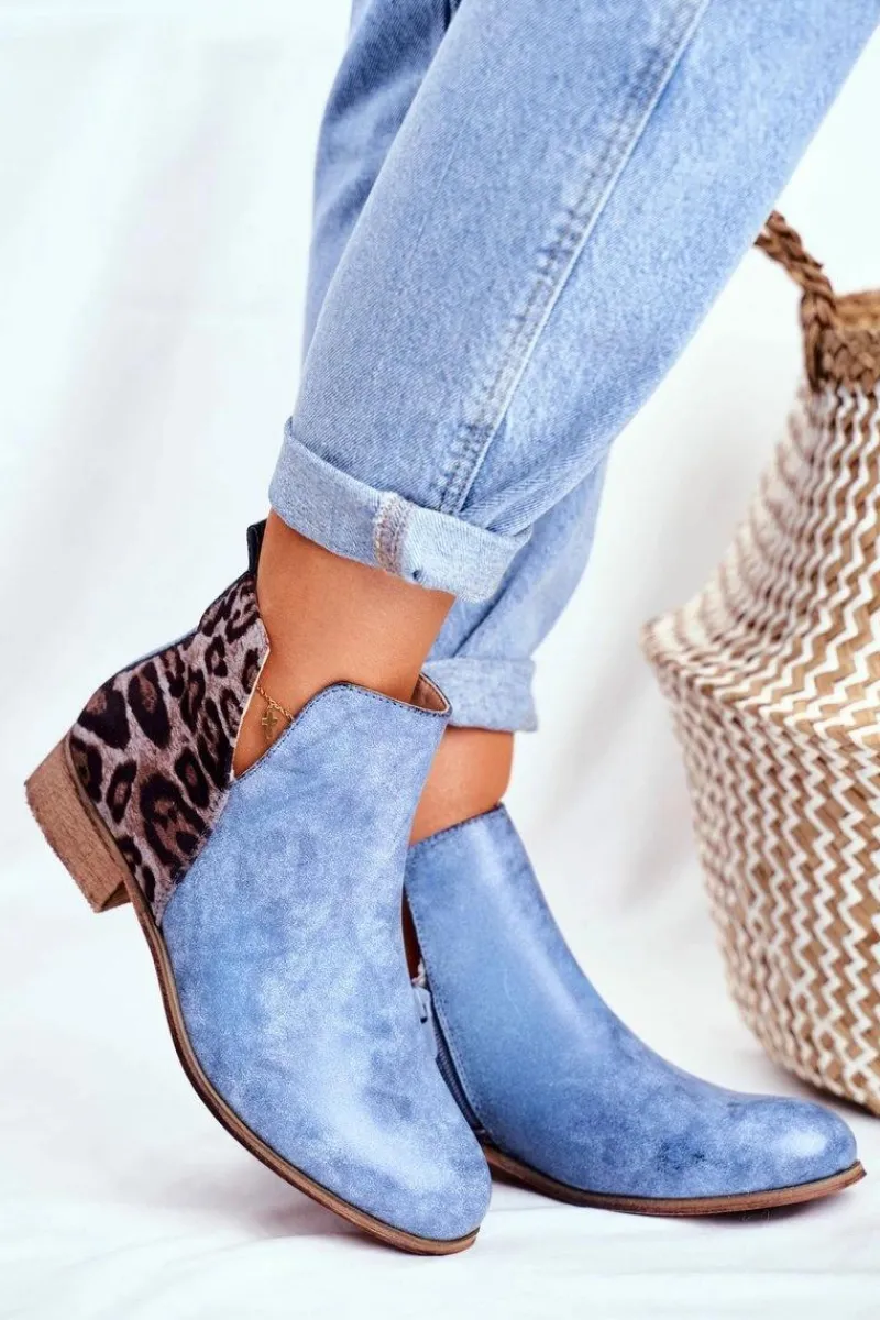 Botki Wiosenne|Brązowe I Beżowe Botki>Evento Botki Damskie Płaski Obcas Wiosenne Niebieskie Viva