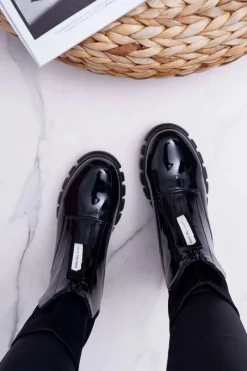 Best Boto Botki Damskie Płaski Obcas Czarne Emelia