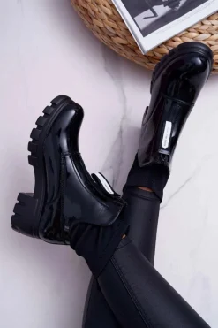 Best Boto Botki Damskie Płaski Obcas Czarne Emelia