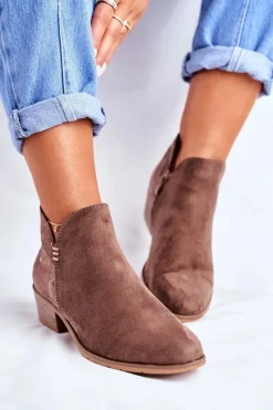 Online Botki Damskie Płaski Obcas Wiosenne Brązowe Elizabeth Damskie Botki Wiosenne|Brązowe I Beżowe Botki