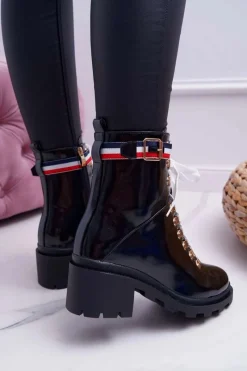 Outlet Botki Damskie Płaski Obcas Wysokie Glany Czarne Hippe Damskie Botki Sznurowane|Botki Zimowe Damskie