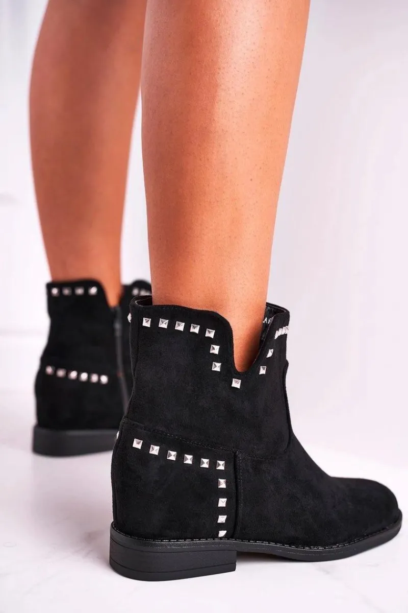 Botki Na Słupku|Czarne Botki>Boto Botki Damskie Płaski Obcas Czarne Autumn Vibes