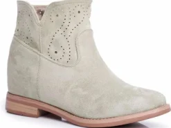 Sale Boto Botki Damskie Płaski Obcas Zamszowe Ażurowe Zielone Raffe