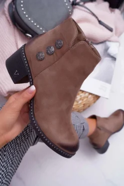 Hot Buty damskie Vinceza Botki Damskie Płaski Obcas Beżowe Tristram